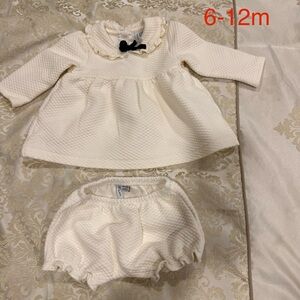 Janie and Jack Ivory Dress and Bloomers Set size 6-12m
